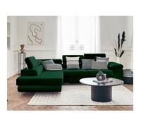 BestMobilier - Canapé d'angle Convertible avec Coffre - Angle Gauche - Pablo en Velours - Canapé Lit - Sofa Vert 5 Places - Têtières Réglables - Salon