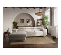 Bestmobilier - Canapé d'angle Convertible avec Coffre - Angle Gauche - Pablo en Velours Côtelé - Canapé Lit - Sofa Beige 6 Places - Têtières Réglables - Salon