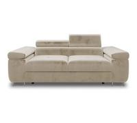 Pablo - canapé droit 2 places avec têtières ajustables - en velours - Beige Beige