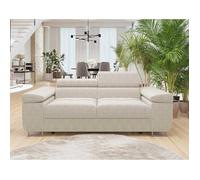 Pablo - canapé droit 2 places avec têtières ajustables - en velours côtelé - Beige Beige