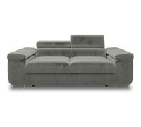 Pablo - canapé droit 2 places avec têtières ajustables - en velours - Gris Gris