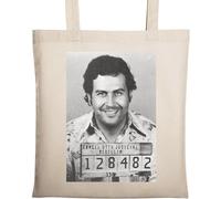 Pablo Escobar El Medellin Mugshot Sac fourre-tout en coton écologique Beige