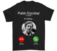Pablo Escobar El Patron is Calling T-shirt pour homme 100 % coton, Noir , S
