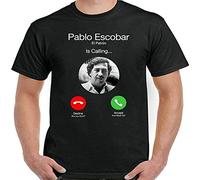 Pablo Escobar T-Shirt El Patron is Calling Mens Funny Narcos TV Show Drug Cartel Black L