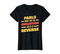 Pablo Evolution Peut Aller en Sens Inverse en prononçant Un drôle de nom de Pablo T-Shirt Graphique avec Valeur, Femme, Noir, S