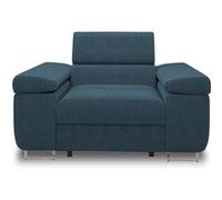 Pablo - fauteuil avec têtière ajustable - en velours côtelé - Bleu Bleu G