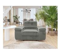 Pablo - fauteuil avec têtière ajustable - en velours - Gris Gris