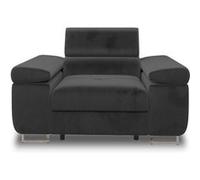 Pablo - fauteuil avec têtière ajustable - en velours - Gris foncé