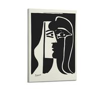 Pablo Picasso Toile murale - The KissWall Art Poster sur toile pour albums de musique et films - Peinture décorative pour salon, chambre à coucher, 50 x 75 cm - Style cadre