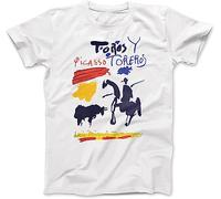 Pablo Picasso Toros y Toreros Book Cover 1961 Artwork T-Shirt White T-Shirts à Manches Courtes(Large)