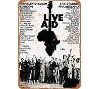 PaBoe Plaque en métal décorative vintage avec inscription « Live Aid London Philadelphia » - 20,3 x 30,5 cm