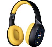 Pac-Man Casque Audio sans Fil Bluetooth 5.3 pour Smartphones et tablettes - Autonomie 30 h - Câble Jack 3,5 mm - Noir et Jaune
