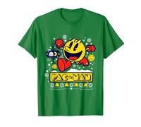 【PAC-Man】 PAC-Man Holiday 002 T-Shirt, Homme, Vert Kelly, L