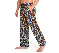 Pac-Man Pantalon Pyjama Homme, Confortables PJs en Coton avec Poches - Cadeau Homme (3XL, Noir)