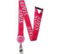 PAC Supplies Global Bobine de badge avec cordon de sécurité imprimé STAFF coloré 20 mm, rose, 1 Lanyard