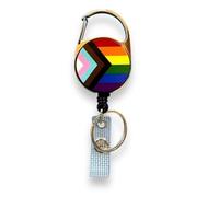 PAC Supplies Global Bobine de badge Pride avec cordon rétractable et clip de ceinture, design LGBTQ Progress (1)