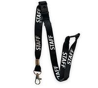 PAC Supplies Global Lanière tour de cou colorée imprimée Staff avec 3 points (trriple) 15 mm, Noir , L