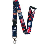 PAC Supplies Global London Calling Cordon tour de cou bleu avec boucle détachable et ouverture de sécurité, bleu, L