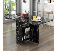 Pace Saving Table de salle à manger pliante avec 6 roues et 2 étagères de rangement ouvertes, table extensible et polyvalente pour le travail, l'étude et la salle à manger Noir B