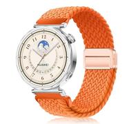 PaceBid 18mm Nylon Bracelet pour Huawei Watch GT 6 41mm/Watch 5 42mm/GT 5 Pro 42mm/GT5/GT4, Tressé Magnétique Bracelets pour Garmin Venu 4 41mm/Venu 3S/2S/Forerunner 265S/255S Music - Orange