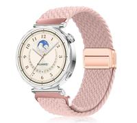 PaceBid 18mm Nylon Bracelet pour Huawei Watch GT 6 41mm/Watch 5 42mm/GT 5 Pro 42mm/GT5/GT4, Tressé Magnétique Bracelets pour Garmin Venu 4 41mm/Venu 3S/2S/Forerunner 265S/255S Music - Rose