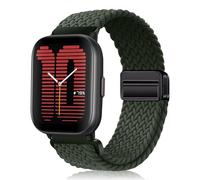 PaceBid 20mm Nylon Bracelet pour Amazfit Active 2 Square/Active 2/Active/GTR Mini/GTS 4/4 Mini/GTS 3/2, Tressé Magnétique Bracelets de Remplacement pour Amazfit GTR 42mm/Bip 3 Pro/Bip S - Armée Verte
