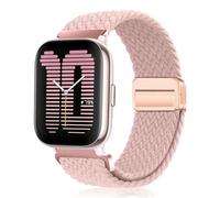 PaceBid 20mm Nylon Bracelet pour Amazfit Active 2 Square/Active 2/Active/GTR Mini/GTS 4/4 Mini/GTS 3/2, Tressé Magnétique Bracelets de Remplacement pour Amazfit GTR 42mm/Bip 3/Bip3 Pro/Bip S - Rose