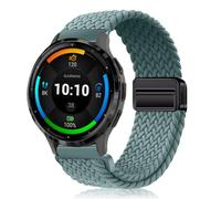 PaceBid 22mm Nylon Bracelet pour Garmin Venu 3/Venu 4 45mm/Venu2/vivoactive 4, Magnétique Tressé Elastique pour Garmin Forerunner 265/255/255 Music/570 47mm/Amazfit Balance 2/Bip 6 - Vert