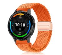 PaceBid 22mm Nylon Bracelet pour Garmin Venu 3/Venu 4 45mm/Venu2/vivoactive 4, Magnétique Tressé Elastique pour Garmin Forerunner 265/255/255 Music/570 47mm/Amazfit Balance 2/Bip 6 - Orange