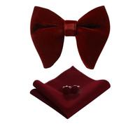 PACGOTH Nœud papillon pré-noué pour homme - Style vintage - En velours - Avec boîte cadeau, bordeaux foncé, Large