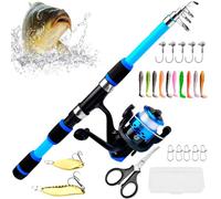 Pâch pour - Télectrice De Télescope avec Rouleau Complet Ensemble | Bar De Pêche pour Enfant | Roll De Poisson | 2 Paillettes | Jeu De Pêche Se Déroule pour Young Girl Pond Piscine to