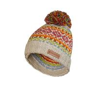 Pachamama Bonnet à pompon 100 % pure laine mérinos pour femme tricoté à la main Motif jacquard coloré Taille unique Fait à la main Doux Chaud Respirant Évacuation de l'humidité Commerce équitable