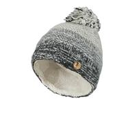 Pachamama Bonnet à pompon en laine/mohair doublé polaire Sherpa tricoté à la main Gris neutre Taille unique Fait à la main Extra chaud Commerce équitable, Gris fumé, blanc cassé, taille unique-M