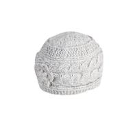 Pachamama Bonnet en laine tricoté à la main avec fleur - Taille unique - Fait à la main - Commerce équitable, oatmeal, taille unique