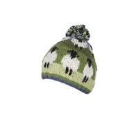 Pachamama Bonnet tricoté à la main en laine pour femme - Motif mouton mignon - Multicolore - Taille unique - Fait à la main - Commerce équitable, Bleu denim multicolore, taille unique