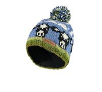 Pachamama Bonnet tricoté à la main en laine pour femme Motif vache laitière Multicolore Taille unique Fait à la main Commerce équitable, Multicolore, taille unique