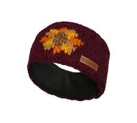 Pachamama Cache-oreilles en laine pour femme - Doublure en polaire - Motif tournesol - Bordeaux - Taille unique - Fait à la main - Commerce équitable