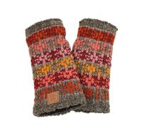 Pachamama Chauffe-poignets en laine pour femme avec doublure en polaire Motif étoiles Gris Multicolore Taille unique Fait à la main Commerce équitable, Gris anthracite multicolore, M