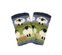 Pachamama Chauffe-poignets en laine pour femme - Doublure polaire - Mouton tricoté à la main - Multicolore - Taille unique - Fait à la main - Commerce équitable