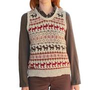 Pachamama Débardeur en laine sans manches pour femme - Motif promenade de chien - Beige - Fait à la main - Commerce équitable, beige, S