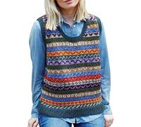 Pachamama Débardeur en laine sans manches pour femme - Tricot à la main - Rayures vertes et multicolores - Fait à la main - Commerce équitable, Multicolore, L