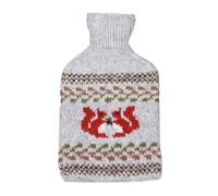 Pachamama Housse de bouillotte 100 % tricotée à la main et bouillotte de 2 litres - Motif écureuil rouge fait à la main Commerce équitable Multicolore thermique