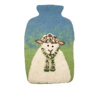 Pachamama Housse pour bouillotte 100 % feutrée à la main et bouillotte de 2 litres - Motif mouton mignon fait à la main Commerce équitable Multicolore thermique