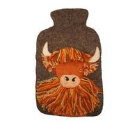 Pachamama Housse pour bouillotte 100 % feutrée à la main et bouillotte de 2 litres - Motif vache poilue des Highlands fait à la main Commerce équitable Multicolore thermique