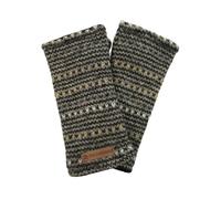 Pachamama Mitaines en laine pour homme, chauffe-poignets avec trous pour les pouces, faites à la main, thermiques, commerce équitable, rayures anthracite