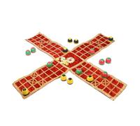 Pachisi - Cloth Board with Beehive Pieces and Cowry Shells (Gold Stitching)
