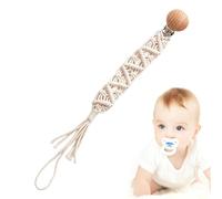 Paci Clips,Agrafes Sucette Fille | Clips Paci faits à la main Boho - Corde en bois et en coton, support flexible tressé Boho Clip pour filles, garçons, tout-petits