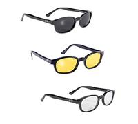 Pacific Coast Original KD's Biker Lunettes de soleil Lot de 3 verres fumés, jaunes et transparents, Multicolore