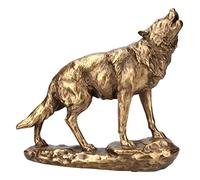Pacific Giftware Animal World Howling Wolf Golden Finish Resin Figurine