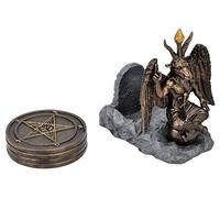 Pacific Giftware Baphomet Figurine avec sous-verres pentagramme 14 cm - Design pierre tombale Solve Coagula